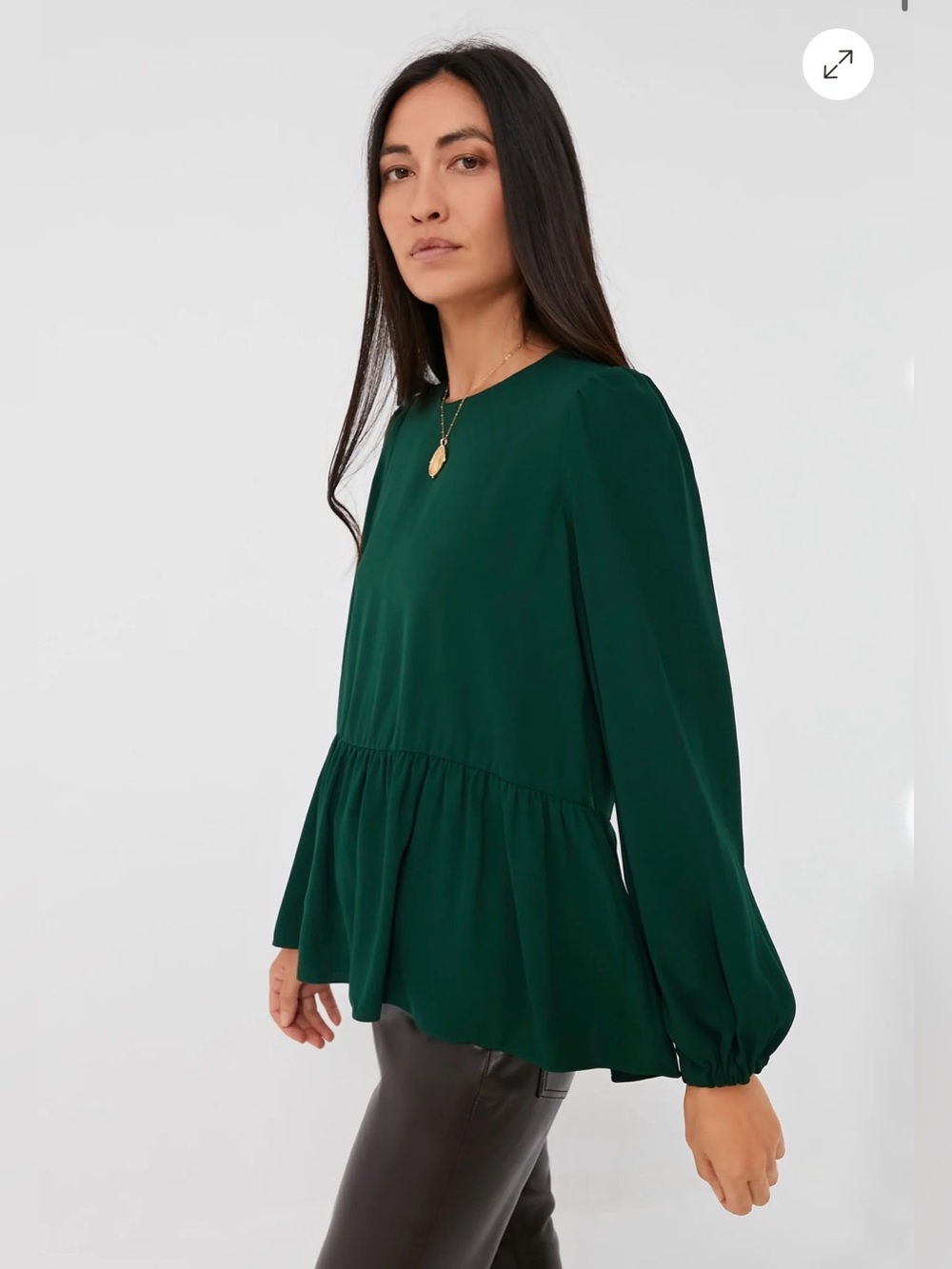 Pomander Place Hunter Green Carlota Peplum Blouse
